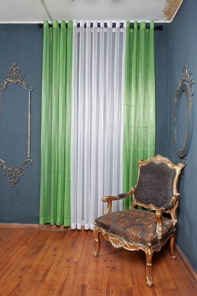 پرده حریرساده پایاباف سبز