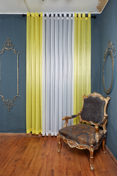پرده حریر ساده زرد